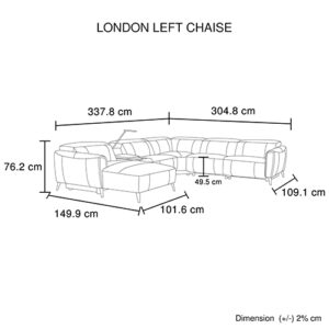 London 5 Seater Corner Sofa Chaise Genuine Leather Electric Recliner Power Slide Left Chaise - Image 10