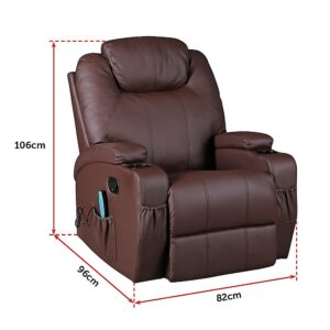 Brown Massage Sofa Chair Recliner 360 Degree Swivel Pu Leather Lounge 8 Point Heated – Auz Sales Online Brown Massage Sofa Chair Recliner 360 Degree Swivel Pu Leather Lounge 8 Point Heated - Image 8
