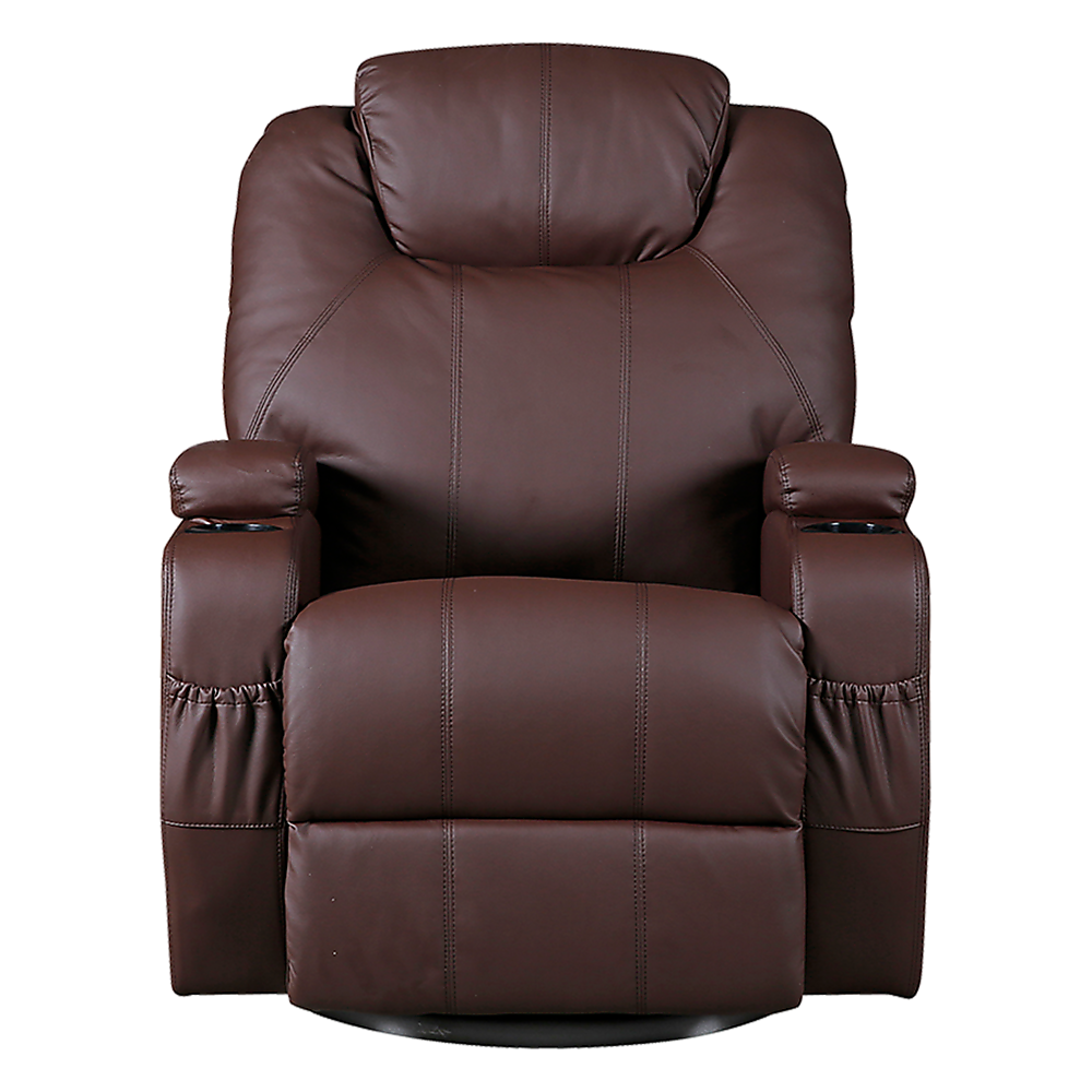 Brown Massage Sofa Chair Recliner 360 Degree Swivel Pu Leather Lounge 8 Point Heated – Auz Sales Online Brown Massage Sofa Chair Recliner 360 Degree Swivel Pu Leather Lounge 8 Point Heated - Image 4