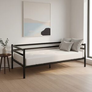 Single Daybed Metal Frame Sofa Premium Black Day Bed Steel Support - Image 5