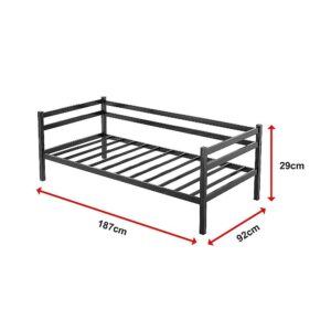 Single Daybed Metal Frame Sofa Premium Black Day Bed Steel Support - Image 8