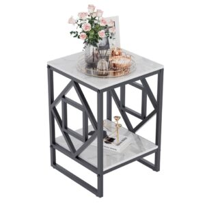 Sleek White Marble Side Table Sofa End Table Bedside Nightstand W Durable Frame – Auz Sales Online Sleek White Marble Side Table Sofa End Table Bedside Nightstand W Durable Frame - Image 5