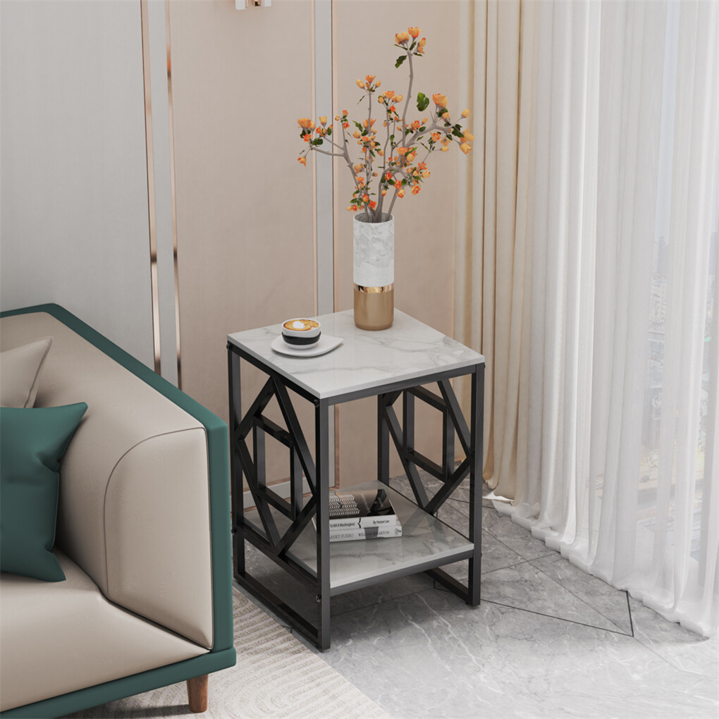 Sleek White Marble Side Table Sofa End Table Bedside Nightstand W Durable Frame – Auz Sales Online Sleek White Marble Side Table Sofa End Table Bedside Nightstand W Durable Frame - Image 6