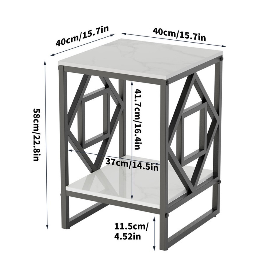 Sleek White Marble Side Table Sofa End Table Bedside Nightstand W Durable Frame – Auz Sales Online Sleek White Marble Side Table Sofa End Table Bedside Nightstand W Durable Frame - Image 7