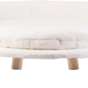 Pet Sofa Bed with Plush Cushion & Wooden Legs