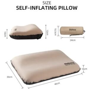 Black Automatic Inflatable 3D Outdoor Sponge Pillow - Portable Camping Travel Neck Cushion, Comfortable Air Mattress For Tent, Versatile Nap Pillow - Image 3