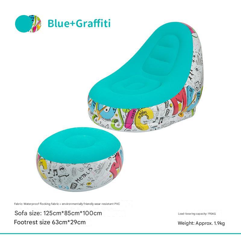 Blue Graffiti Portable Inflatable Sofa Chair With Ottoman - Waterproof Flocked Lazy Sofa For Camping And Home Use – Auz Sales Online Blue Graffiti Portable Inflatable Sofa Chair With Ottoman - Waterproof Flocked Lazy Sofa For Camping And Home Use