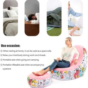 Blue Graffiti Portable Inflatable Sofa Chair With Ottoman - Waterproof Flocked Lazy Sofa For Camping And Home Use – Auz Sales Online Blue Graffiti Portable Inflatable Sofa Chair With Ottoman - Waterproof Flocked Lazy Sofa For Camping And Home Use - Image 2
