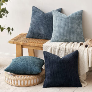 Brown Plush Chenille Cushion Covers Set Of 2 - Soft Textured Decorative Throw Pillow Cases For Sofa Couch, 45X45Cm - Image 2