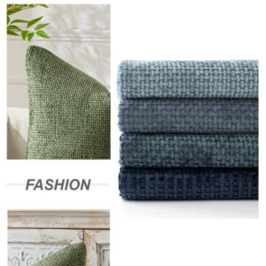 Brown Plush Chenille Cushion Covers Set Of 2 - Soft Textured Decorative Throw Pillow Cases For Sofa Couch, 45X45Cm - Image 6