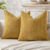 Yellow Plush Chenille Cushion Covers Set Of 2 - Soft Textured Decorative Throw Pillow Cases For Sofa Couch, 45X45Cm Product Image Auz Sales Online