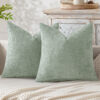 Light Green Plush Chenille Cushion Covers Set Of 2 - Soft Textured Decorative Throw Pillow Cases For Sofa Couch, 45X45Cm Product Image Auz Sales Online