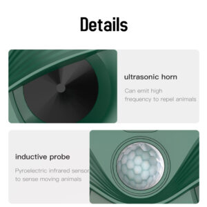 Black Advanced Solar Powered Ultrasonic Animal Repeller - Outdoor Pest Deterrent With Motion Sensor, Strobe Light &Amp; Laser – Auz Sales Online Black Advanced Solar Powered Ultrasonic Animal Repeller - Outdoor Pest Deterrent With Motion Sensor, Strobe Light &Amp; Laser - Image 8