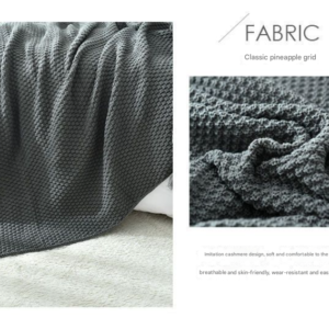 110Cm X 150Cm Grey Knitted Sofa Blanket For Autumn And Winter Naps - Image 3