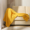 Yellow Plush Solid Color Knitted Blanket For Sofa And Office - Cozy Comfort Product Image Auz Sales Online
