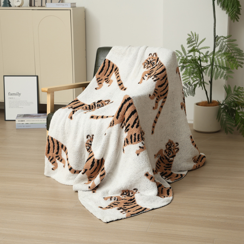 Tiger Pattern Knitted Sofa Blanket With Plush Side, 130 X 160 Cm, 950G, Ideal For Napping And Office Use – Auz Sales Online Tiger Pattern Knitted Sofa Blanket With Plush Side, 130 X 160 Cm, 950G, Ideal For Napping And Office Use