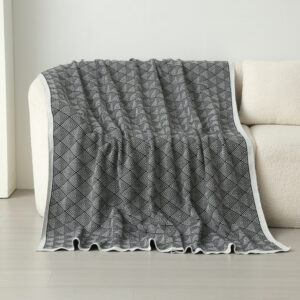 Dark Grey Knitted Sofa Blanket With Plush Side, 130 X 170 Cm, 720G, Ideal For Napping And Office Use - Image 2