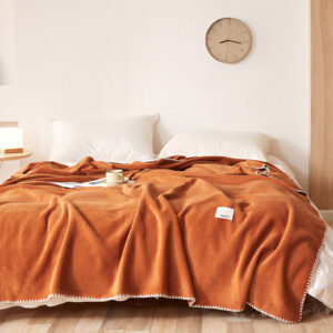 200*230CM Orange Ultra-Soft Dual-Sided Waffle & Plush Fleece Blanket - Large Cozy Throw for Bed & Sofa
