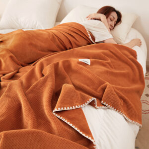 200*230Cm Orange Ultra-Soft Dual-Sided Waffle &Amp; Plush Fleece Blanket - Large Cozy Throw For Bed &Amp; Sofa – Auz Sales Online 200*230Cm Orange Ultra-Soft Dual-Sided Waffle &Amp; Plush Fleece Blanket - Large Cozy Throw For Bed &Amp; Sofa - Image 5