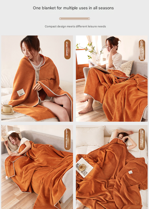 200*230Cm Orange Ultra-Soft Dual-Sided Waffle &Amp; Plush Fleece Blanket - Large Cozy Throw For Bed &Amp; Sofa – Auz Sales Online 200*230Cm Orange Ultra-Soft Dual-Sided Waffle &Amp; Plush Fleece Blanket - Large Cozy Throw For Bed &Amp; Sofa - Image 7