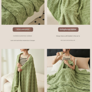 200*230Cm Khaki Ultra-Soft Waffle Textured Plush Fleece Blanket - Large Cozy All-Season Throw For Bed &Amp; Sofa - Image 5