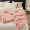 200*230Cm Light Pink Ultra-Soft Waffle Textured Plush Fleece Blanket - Large Cozy All-Season Throw For Bed &Amp; Sofa Product Image Auz Sales Online