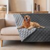 Grey 2-Sided Waterproof Pet Sofa Cover - Dog Bed Protector Blanket for Furniture, Couches & Car Seats (130x200cm, Machine Washable)