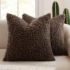 2 Pcs Coffee Cozy Teddy Boucle Cushion Cover - Plush Decorative Square Pillow Case For Sofa &Amp; Bed Product Image Auz Sales Online