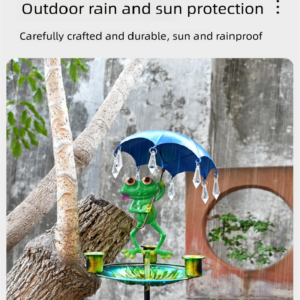 Decorative Metal Frog Bird Feeder Ground Stake With Umbrella And Feeding Tray For Local Gardens Weather-Resistant Outdoor Wildlife Support Solution – Auz Sales Online Decorative Metal Frog Bird Feeder Ground Stake With Umbrella And Feeding Tray For Local Gardens Weather-Resistant Outdoor Wildlife Support Solution - Image 2