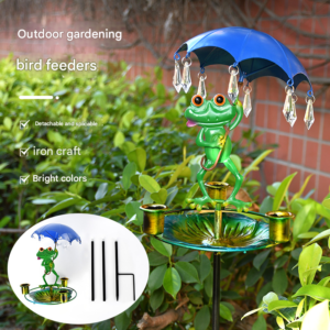 Decorative Metal Frog Bird Feeder Ground Stake With Umbrella And Feeding Tray For Local Gardens Weather-Resistant Outdoor Wildlife Support Solution – Auz Sales Online Decorative Metal Frog Bird Feeder Ground Stake With Umbrella And Feeding Tray For Local Gardens Weather-Resistant Outdoor Wildlife Support Solution - Image 4