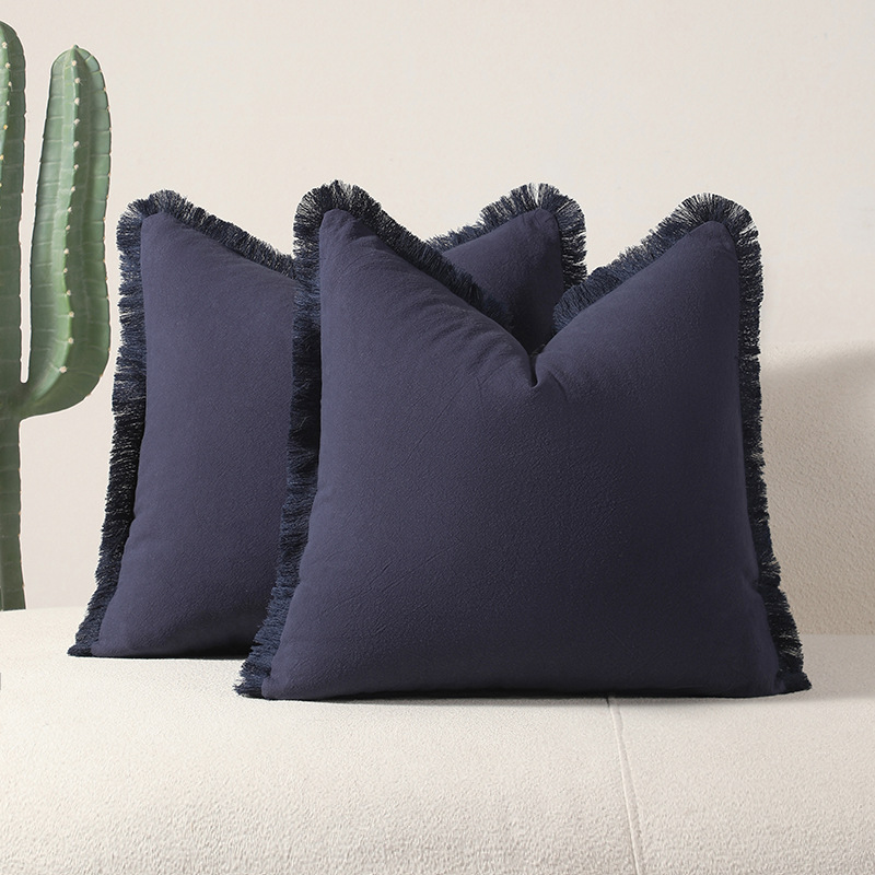 Navy Blue 2 Pack Bohemian Tassel Pillowcases Soft Washed Cotton Cushion Covers For Living Room Sofa Elegant Decor Solution For Local Standard Home Environments – Auz Sales Online Navy Blue 2 Pack Bohemian Tassel Pillowcases Soft Washed Cotton Cushion Covers For Living Room Sofa Elegant Decor Solution For Local Standard Home Environments