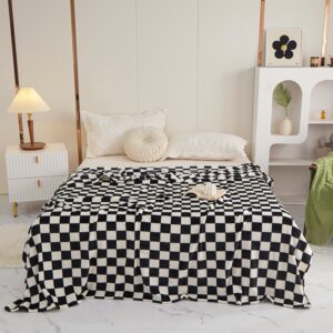 Coffee-Colored And White Checkered Pattern Double-Sided Fleece Blanket – 150×200Cm Machine Washable, No-Shedding Flannel Throw For Bed, Sofa &Amp; Air Conditioning Use - Image 2