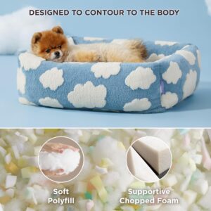 50X48X15 Cm Cute Square Plush Pet Bed With Removable Cover &Amp; 5 Bolsters Support - Green Daisies Machine Washable Calming Dog &Amp; Cat Sofa - Image 2