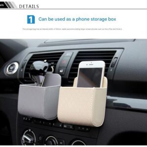 4-Piece Black And Brown And Beige And Grey - Leather Car Air Vent Storage Bag - Multi-Purpose Phone Holder &Amp; Organiser Pouch For Sunglasses, Keys, Cards - Universal Fit, Easy Install, Compact Design For Dashboard Tidy - Image 4