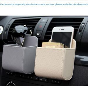 4-Piece Black And Brown And Beige And Grey - Leather Car Air Vent Storage Bag - Multi-Purpose Phone Holder &Amp; Organiser Pouch For Sunglasses, Keys, Cards - Universal Fit, Easy Install, Compact Design For Dashboard Tidy - Image 5