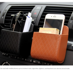 4-Piece Black And Brown And Beige And Grey - Leather Car Air Vent Storage Bag - Multi-Purpose Phone Holder &Amp; Organiser Pouch For Sunglasses, Keys, Cards - Universal Fit, Easy Install, Compact Design For Dashboard Tidy - Image 11