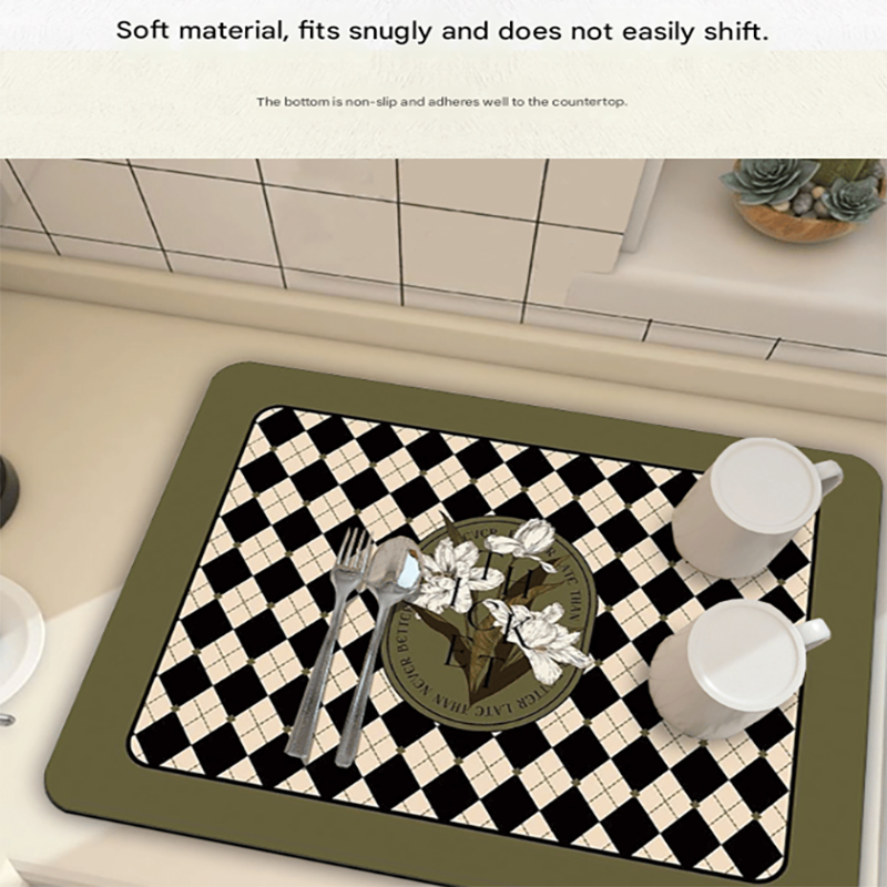 Green Kitchen Countertop Drainage Mat Absorbent Quick Dry Tech Velvet Dish Drying Pad 40X60Cm(Cd0076-3) – Auz Sales Online Green Kitchen Countertop Drainage Mat Absorbent Quick Dry Tech Velvet Dish Drying Pad 40X60Cm(Cd0076-3) - Image 5
