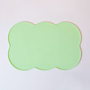 3-Piece Green Silicone Placemat Set Cloud Shape Non-Slip Heat Resistant Kids Dining Mat