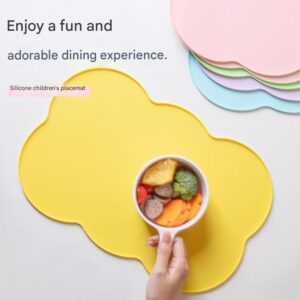 3-Piece Green Silicone Placemat Set Cloud Shape Non-Slip Heat Resistant Kids Dining Mat - Image 3