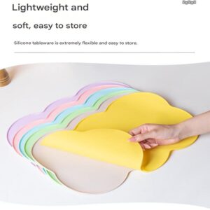 3-Piece Green Silicone Placemat Set Cloud Shape Non-Slip Heat Resistant Kids Dining Mat - Image 4
