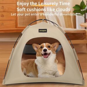 Grey All-Weather Portable Pet Tent With Dual-Sided Cushion &Amp; Insect-Proof Mesh – M Size 50 X 50 X 45 Cm, Waterproof &Amp; Sun-Proof Outdoor Four Corner Dome Kennel For Dogs &Amp; Cats Travel Camping - Image 3