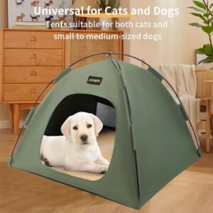 Grey All-Weather Portable Pet Tent With Dual-Sided Cushion &Amp; Insect-Proof Mesh – M Size 50 X 50 X 45 Cm, Waterproof &Amp; Sun-Proof Outdoor Four Corner Dome Kennel For Dogs &Amp; Cats Travel Camping - Image 4