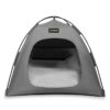 Grey All-Weather Portable Pet Tent with Dual-Sided Cushion & Insect-Proof Mesh – L Size 60 x 60 x 50 cm, Waterproof & Sun-Proof Outdoor Four Corner Dome Kennel for Dogs & Cats Travel Camping