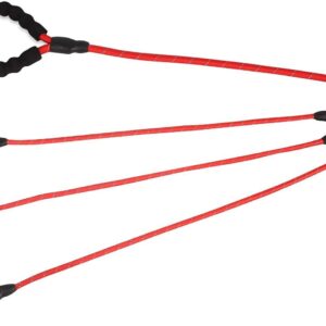 Red 3-in-1 No-Tangle Dog Leash for 1-3 Small Large Dogs – Heavy Duty 360° Swivel Bungee Coupler with Reflective Nylon Braid & Padded Handle