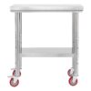 Stainless Steel Table, 60 X 76 Cm Food Prep Worktable With Wheels, Kitchen Prep Table With Adjustable Undershelf Workstations For Commercial Kitchen, Restaurant, Hotel And Garage, Outdoor Product Image Auz Sales Online