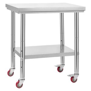 Stainless Steel Table, 60 X 76 Cm Food Prep Worktable With Wheels, Kitchen Prep Table With Adjustable Undershelf Workstations For Commercial Kitchen, Restaurant, Hotel And Garage, Outdoor - Image 10