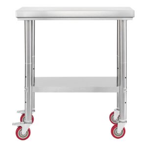 Stainless Steel Table, 60 X 76 Cm Food Prep Worktable With Wheels, Kitchen Prep Table With Adjustable Undershelf Workstations For Commercial Kitchen, Restaurant, Hotel And Garage, Outdoor - Image 11