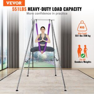 Aerial Yoga Frame &Amp; Yoga Hammock, 2950 Mm Height Professional Yoga Swing Stand Comes With 12 M Length Aerial Hammock, Max 250 Kg Load Capacity Yoga Rig For Indoor Outdoor Aerial Yoga, Purple - Image 2