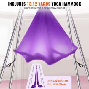 Aerial Yoga Frame &Amp; Yoga Hammock, 2950 Mm Height Professional Yoga Swing Stand Comes With 12 M Length Aerial Hammock, Max 250 Kg Load Capacity Yoga Rig For Indoor Outdoor Aerial Yoga, Purple - Image 4