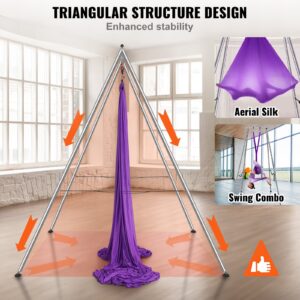 Aerial Yoga Frame &Amp; Yoga Hammock, 2950 Mm Height Professional Yoga Swing Stand Comes With 12 M Length Aerial Hammock, Max 250 Kg Load Capacity Yoga Rig For Indoor Outdoor Aerial Yoga, Purple - Image 5